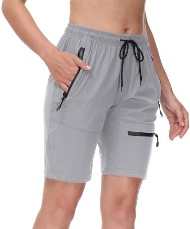 Suwangi Women's Quick Dry Hiking Cargo Shorts - Light Grey, Medium - Buy Online on GoSupps.com