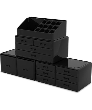 READAEER Makeup Cosmetic Organizer Storage Drawers Display Case - 12 Drawers (Black) - Buy Online on GoSupps.com