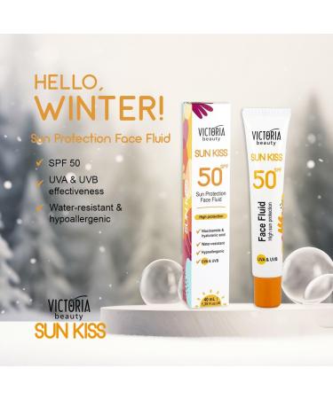 Victoria Beauty Sun Kiss SPF 50 Sunscreen for Face - Face Suncream and Facial Moisturiser with Niacinamide Hyaluronic Acid and Green Tea 40ml - Buy Online on GoSupps.com