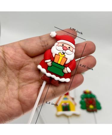 Merry Christmas Cake Topper 5pcs Christmas Cupcake Topper for Christmas Theme Party Cake Cupcake Santa Clause Xmas Tree - Buy Online on GoSupps.com