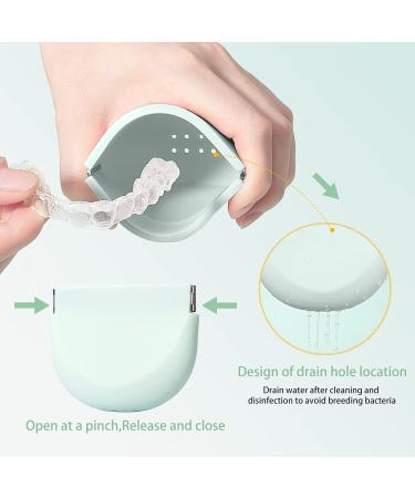 2023 Upgraded Retainer Case | Denture & Aligner Cleaner | Food Grade Silicone | Vent Holes | Portable Orthodontic Mouth Guard Case (Green) - Buy Online on GoSupps.com