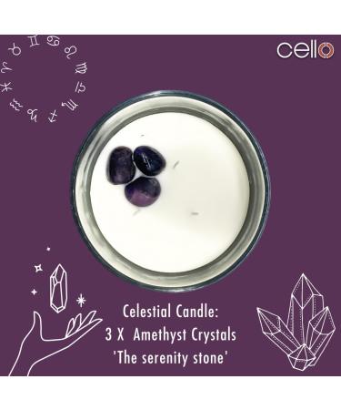 Celestial Large Scented Candle with Amethyst Gemstones | Cello Crystal Candle with Healing Crystals - Luxury Crystal Gifts for Women and Men - Buy Online on GoSupps.com