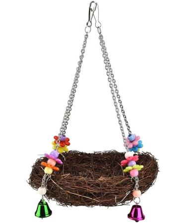 Buy Parrot Hammock Swing Toys - Rattan Hanging Nest for Conures & Macaws | Perfect Bird Play Swing with Bells - Buy Online on GoSupps.com