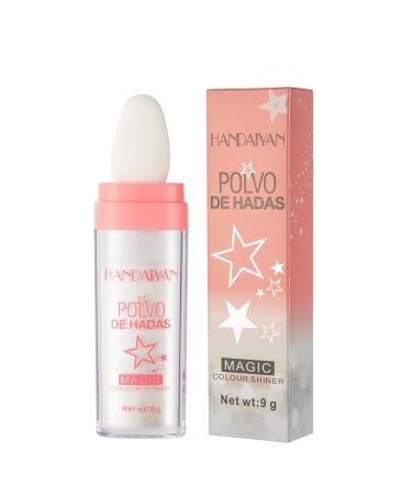 3 Colors Polvo De Hadas HANDAIYAN Body Brightens the Natural Three-Dimensional Face Blusher Fairy Highlight Patting Powder.Face Highlighter Makeup Glitter Highlight Contouring Concealer (White Moonbeam)