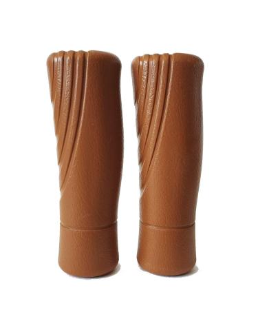 Pik Ergonomic Bicycle Handle Grips  Set of Two/PVC Leather-Like Texture/Easy to Install on Bike Handlebar/for Men Women Children Brown One Short-One Long