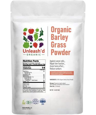 Organic Barley Grass Powder 1 LB - Green Superfood for Smoothie Shakes and Salads | 16 OZ Pure Raw Non-GMO Vegan Organic - Buy Online on GoSupps.com