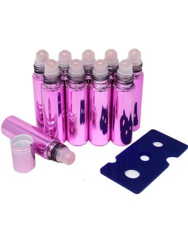 Buy 10pcs Pink 10ml Refillable Essential Oil Gemstone Roller Bottles - Rose Quartz | Free Bag Included - International Shipping Available - Buy Online on GoSupps.com
