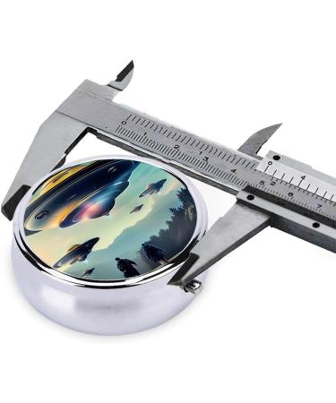 UFO Landing Portable Metal Pill Box | Round 3-Compartment Design | Ideal for Travel & Small Pills - Buy Online on GoSupps.com