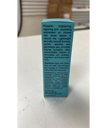 Deluge Vitamin C Face Treatment Oil | Brightening & Repairing with Rosehip Squalane & Jojoba | 30ml - Buy Online on GoSupps.com