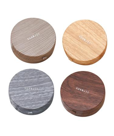 Goohochy accessories 1 set contact lens container Cleaning case eye contact Colored lentils Mirror film Local storage set holder for eye care set wooden bracket suite tweezers coffee 7.5x7.5cm
