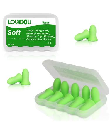 Ear plug noise canceling SNR 32DB soft foam earplugs 5 pairs of sleep-ear plugs with a carrying bag shaped sponge tubes for hearing protection sleeping working shooting traveling