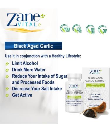 Aged Black Garlic Capsules - Immune System & Heart Health Support - 60 Capsules Non-GMO Gluten-Free - Zane - Buy Online on GoSupps.com