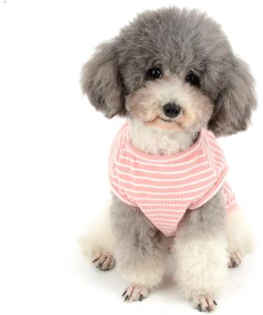 Buy Zunea Striped Dog Shirt for Small Dogs & Cats | Soft Cotton Cool Vest - Summer Tank Top - Pink L for Chihuahua & Pets - Buy Online on GoSupps.com