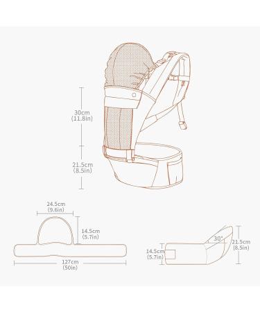 Ergonomic 6-in-1 Baby Carrier with Hip Seat and Detachable Hood - Grey | Newborn to Toddler | 5-36 Months | Adjustable Size - Buy Online on GoSupps.com