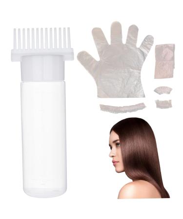 Hair Oil Applicator Bottle 180ml with Hair Dye Kit Root Comb Applicator Bottle with Clear Scale Portable Hair Bleach Kit for Home Barber Shop Hair Dye Tools Hair Oil Applicator Bottle