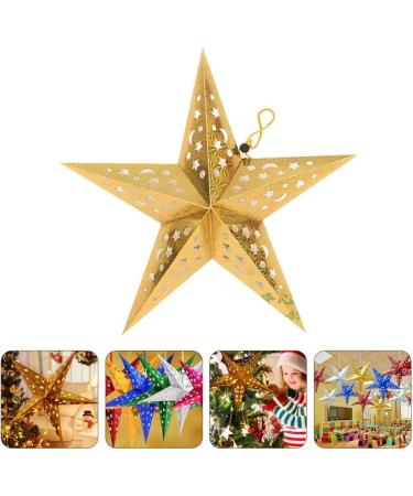 1 Set Pentagram Pendant Christmas Paper Star Lanterns Hanging Pendant Hollow Out Star Lantern Christmas Ornament Led Lantern Hanging Light Christmas Tree 3D Accessories Golden - Buy Online on GoSupps.com