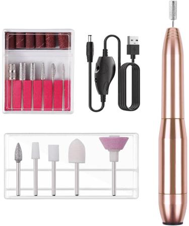 Electric Nail Drill Kit Professional Nail File Machine USB Nail Grinder Sanding and Polishing Tool Home Salon Use Nail Tools Champagne - Buy Online on GoSupps.com
