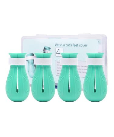 Mirrwin silicone cat shoes silicone anti-scratch cat shoes adjustable cat shoes adjustable 4 pieces for dogs or cats to prevent scratches light green