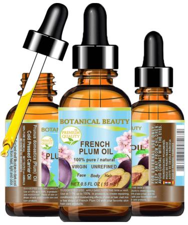PLUM OIL French. 100% Pure/Natural/Virgin/Unrefined/Undiluted Cold Pressed Carrier Oil. For Face  Hair and Body. (0.5 Fl.oz - 15 ml.) 0.5 Fl Oz (Pack of 1)