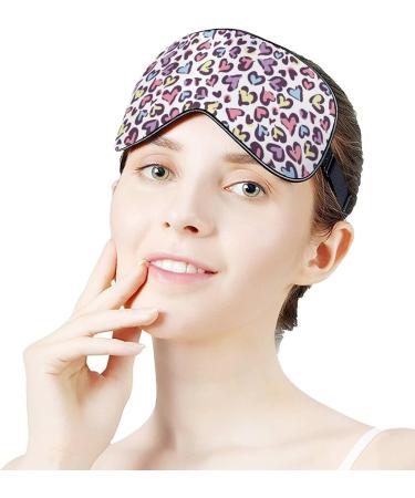 Heart Leopard Pattern Sleep Mask for Women | Adjustable Eye Shades with Elastic Strap - Shop Now for International Shipping - Buy Online on GoSupps.com