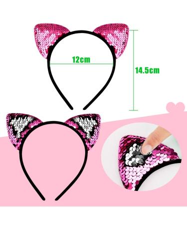Reversible Sequins Cat Ears Headbands Set for Girls and Women - Pack of 10 | Hair Accessories - Buy Online on GoSupps.com