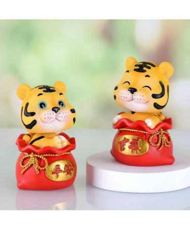 FOMIYES 2 Pcs Year of The Tiger Bobble Head Ornament The Sign Resin To Rotate Red Cake Red 1x2pcs 6X6X9.5CMx2pcs - Buy Online on GoSupps.com