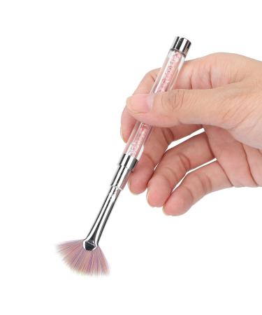 Fan Shape Nail Brush Nylon Hair Rhinestone Decoration Anti Slip Handle Fan Nail Brush Beautiful Practical for Nail Experts for Home
