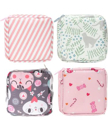 Storage bag for women's bandages 4pack - periodica bag with zip for women's bands first period gifts for girls collecting bags for teenage girls pink