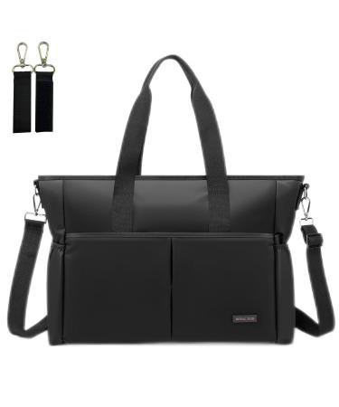 ROYAL FAIR Nappy Changing Bags Baby Changing Bag For Mom And Dad Portable Messenger Tote Bag With Pram Clips Maternity Diaper Bag Travel Tote Bag (42x33x18CM Black) 42x33x18CM Black