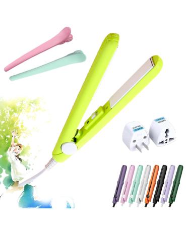Ceramic Mini Hair Curler Mini Dual-Purpose Curling Iron Ceramic Mini Hair Curler For Short Hair Travel Curling Iron Dual Voltage Portable Hair Straightener Travel Curling Wand (light green)