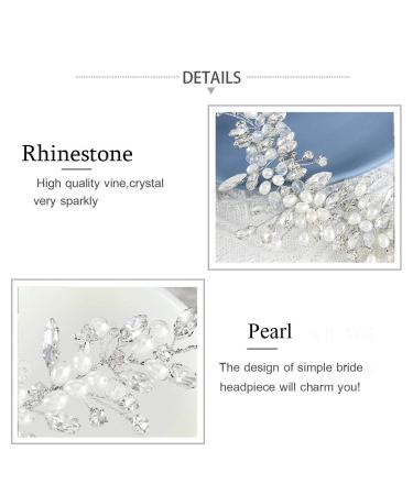 Handcess Pearl & Crystal Head Bars | Elegant Wedding Headdress for Brides & Bridesmaids | Rhinestone Hair Accessories in Silver - Buy Online on GoSupps.com