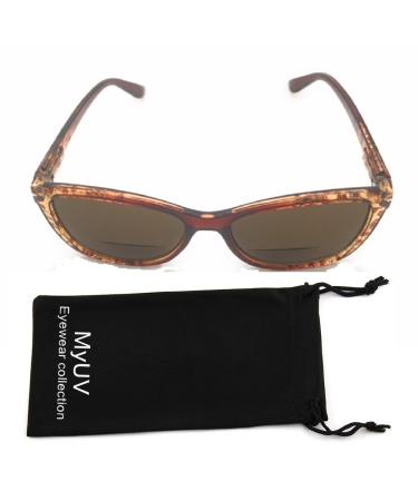 Womens Bifocal Sun Reader Sunglasses Fashion Trendy Readers Reading Glasses (Crystal Brown 2.50) Crystal Brown 2.50