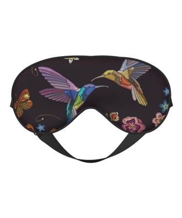 Humming Bird Print Sleep Eye Mask Blindfold with Elastic Strap Headband Soft Eye Cover Eyeshade for Night Sleeping Travel