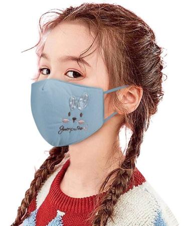 Yliquor Cute Print Face Mask Reusable Children Outdoor Washable Embroidery Warm Protection Facial Cotton Covering Breathable Seamless (1 pc Blue) - Buy Online on GoSupps.com