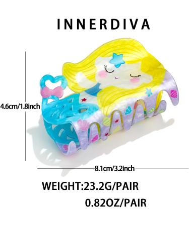 INNERDIVA Colorful Cartoon Mermaid Hair Claw Clip Chunks Hair Clip Hair Styling Accessories Hair Claw Clips for Women Hc21899a - Buy Online on GoSupps.com