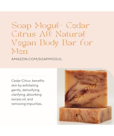 All Natural Cedar Citrus Bar Soap for Men - Organic Coconut Oil Zero Grit 4.7oz - Perfect Gift for Husband Dad Brother Boyfriend - Buy Online on GoSupps.com