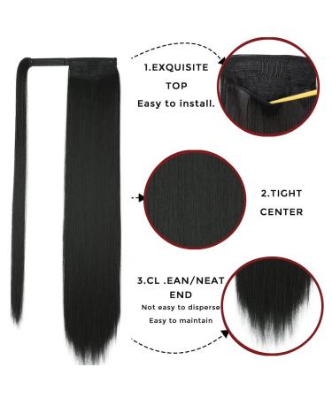 Shop Black Clip-in Ponytail Extensions - 70cm Hairpiece for Natural Look | Glow Hair Extension & Magic Paste Wrap Around - Buy Online on GoSupps.com