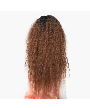 SHIYID Synthetic Lace Front Wig - Brown Afro Kinky Curly Wig for Black Women | International Shipping - Buy Online on GoSupps.com