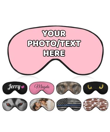 AMAPARK Customized Funny Sleep Mask Personalized with Photo Text Logo Sleeping Masks Custom Gift for Her Him Men Women Pink
