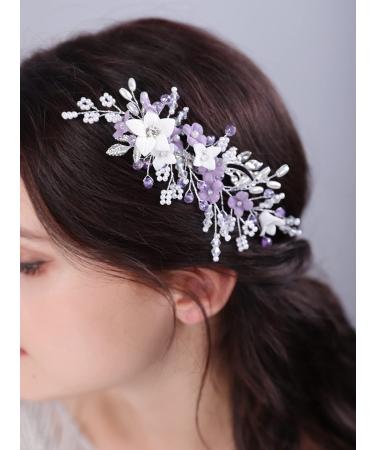 JWICOS Bridal Flower Hair Clips Wedding Hair Comb Pearl Wedding Hair Accessories for Women and Girls