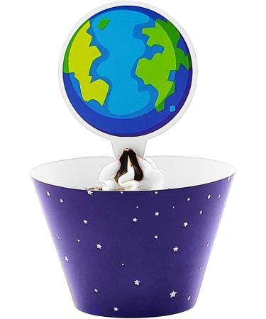 72 Piece Astronaut Solar Space Cupcake Wrapper Topper Kids Party Supplies Birthday Baby Shower Cake Decorations - Buy Online on GoSupps.com