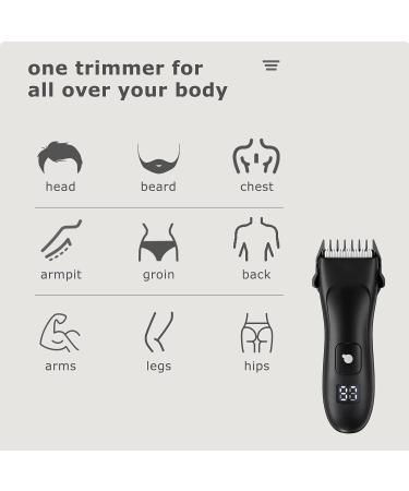 Men's Electric Body Hair Trimmer & Beard Shaver - USB Rechargeable, Waterproof Groomer with LED Display - Buy Online on GoSupps.com