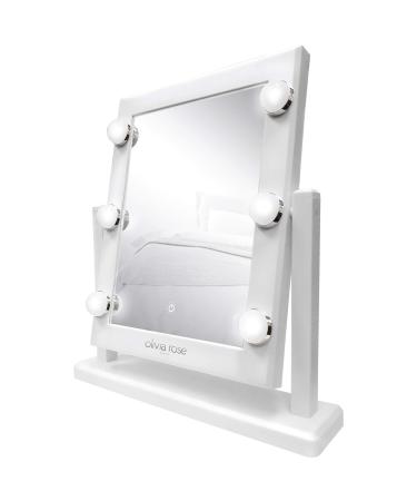 Olivia Rose Vanity Mirror with Lights  Lighted Makeup Mirror Large Mirror Hollywood Style White/Silver