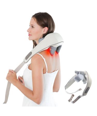 Neck massage device with heat portable neck and shoulder massager ckneading massage device for pain relief and muscle relaxation shoulder and leg pain relief gifts for men and