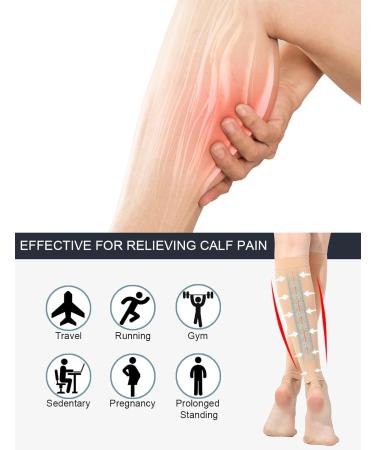 Medical Compression Stockings for Men & Women - 2 Pairs 20-30 mmHg Calf Support for Varicose Veins & Edema - Ideal for Travel & Sports Beige - Buy Online on GoSupps.com