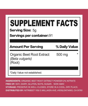 Organic Beetroot Extract Powder - 2% Natural Nitrate Nitric Oxide Supplement- Pure Whole Root Superfood Non-GMO & Gluten-Free - Support Blood Pressure Management Sports Endurance - Buy Online on GoSupps.com