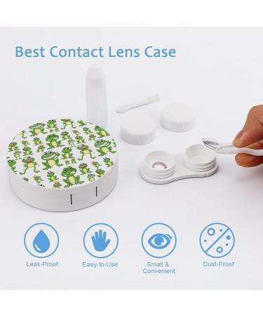 Funny Green Frogs Round Case For Contact Lens Kit Storage Box with Mirror Printed - Buy Online on GoSupps.com