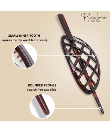 Parcelona French Criss Cross Tortoise Shell Brown Cellulose Acetate Chignon Bun Cover - Made in France Ponytail Holder Hair Pin for Women - Buy Online on GoSupps.com