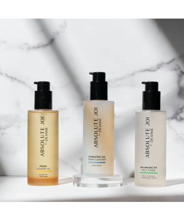 AbsoluteJOI The Ultimate Double Cleansing Face Kit. Includes 1 bottle Each of Sunflower & Moringa Fresh Cleanse Oil Hydrating Gel Foam Cleanser and Balancing pH Toner - 200ml each bottle - Buy Online on GoSupps.com