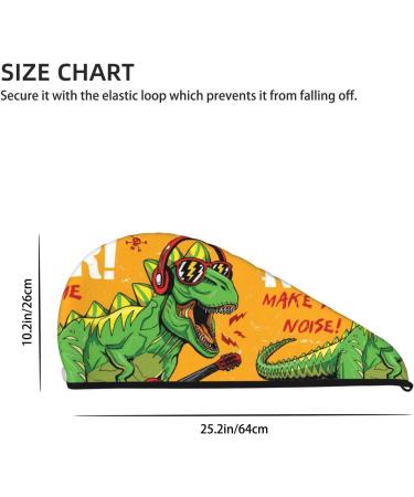 Cool Dinosaur Guitar Microfiber Hair Towel | Soft Super Absorbent Hair Wrap for Women | Quick Dry Coral Velvet Cap for Long Curly & Thick Hair - Buy Online on GoSupps.com